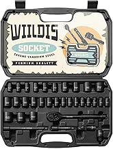 WIILDIS Impact Socket Set, 33-Piece, 3/8" Drive Socket Set with 72 Teeth Reversible Ratchet Wrench, 