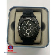 Fossil FS4487IE Machine Chronograph Black Stainless Steel dengan Jam Tangan Lelaki Silikon Band