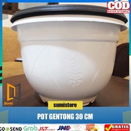 30 cm Barrel Pot/ Jumbo Pot/ White-Black Flower Pot 30 cm New