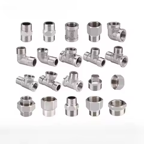 1/2 3/4 BSP Female Male Thread Tee Type Reducing Stainless Steel Elbow Butt Joint Adapter Cap Plug C