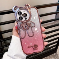 Luxury Cute 3D Bear Phone Case For iPhone 15 12 13 14 11 Pro Max 11pro 15pro 7 8 14 15 Plus X XR Xs 