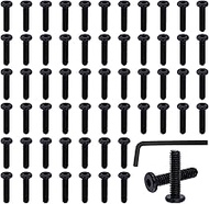 60 Pcs 1/4-20 Black Hexagon Socket Head Cap Screws with a Black Wrench for Home Furniture Fasteners,