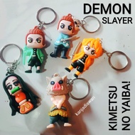 GANTUNGAN Keychain Rubber Demon Slayer Keychain 3D Kimetsu No Yaiba