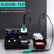 SUGON สถานีงานเชื่อมแก้ไขคู่บัดกรี T60ที่เข้ากันได้กับที่จับ245 115 210สำหรับ Kjmp97เครื่องมือซ่อม P