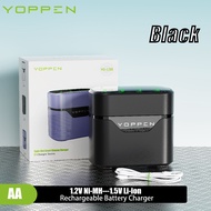 YOPPEN AA 1.2V & 1.5V Battery Charger 8 Slots Rechargeable NiMH & Li-ion AA Batteries Mixed Charging