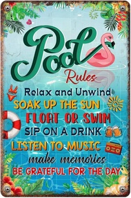 N NAMESISS All Over Printed, Pool Rules Sign, Pool Sign, Poolside Sign, Pool House Decor, Poolside D