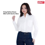 BNY LADIES' CRISP BUTTON DOWN SHIRT GARTER HEM (264)