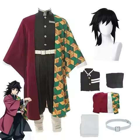 2026 Anime Tomioka Giyuu Cosplay Costume Accessories Suit Uniforms Costumes Wig Adult Party