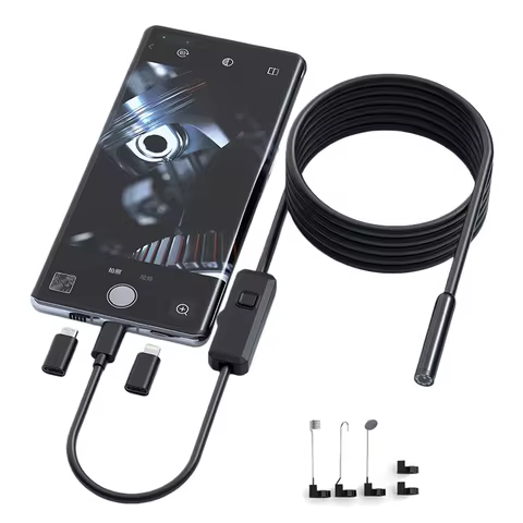 8mm Lens Industrial Endoscope, 1920p Borescope with Adjustable Led Light Ip67 Waterproof Camera for 