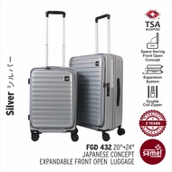 SAMEL 2-IN-1 SET FGD 432 JAPANESE CONCEPT EXPANDABLE ANTI-THEFT ZIPPER FRONT OPEN LUGGAGE (20" + 24"