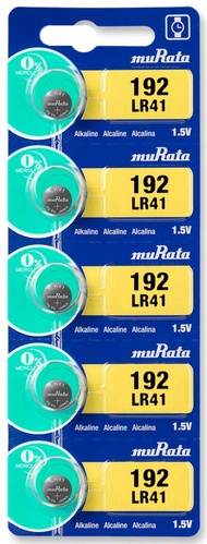 Murata LR41 Battery AG3 392A 1.55V Alkaline Button Cell (5 Batteries)