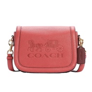 COACH - 馬車LOGO翻蓋斜背馬鞍包 (珊瑚色)