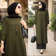 Long Tunik Polos Inara Crinkle Ukuran MLXLXXL Jumbo Terlaris Atasan Tunik Muslim Inara Bahan Crinkle