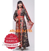 Gamis Baju Muslim Long Syari Muslim Dress Batik 2253 Hitam XL