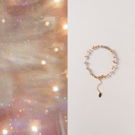 原創手工小眾彩虹天然碧璽手串s925純銀開運手鏈生日禮物