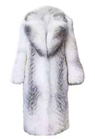 Luxury Elegant Long Fox Fur Coat for Ladies plus Size Winter Cardigan Colorful Stripes 100% New