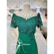 EMERALD GREEN MOTHER DRESS FOR MOTHER OF THE BRIDE  WEDDING NINANG GOWN FORMAL EVENTS GOWN