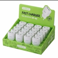 Robot Batok Adaptor Charger 2 USB RTK6 RT-K6 Fast Charging 2.4a One box contains 20 PCS