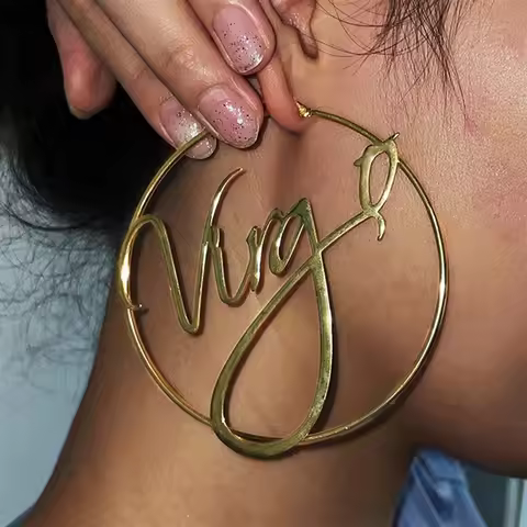 316 Stainless Steel Custom Earrings 30-100MM Name Hoop Personalized Big Name Earrings Women Gifts Cu