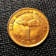 Malaysia Coin 1 Cent (Bunya Raya) Year 1997 - Uncirculated New Condition