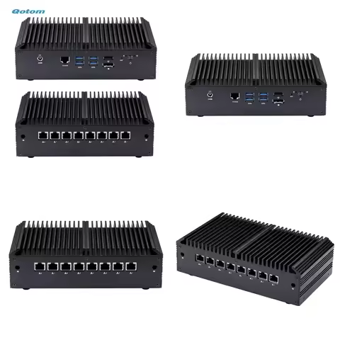 Qotom Industrial Fanless Soft Mini Router I5 8260U 8x 2.5G I225 LAN AES-NI 4*USB Rs232 PfSense Firew