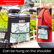 [MRD]Bike Handlebar Bag Waterproof Large Capacity Cartoon Pattern Zipper Closure Double Layer Bike Front Bag Electric Bicycle Handlebar Frame Bag Bike Supplies