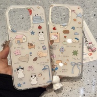 Japanese Style Graffiti Cats Dogs Stars IMD Dual-layer Compatible iPhone Phone Case Applies iPhone 1