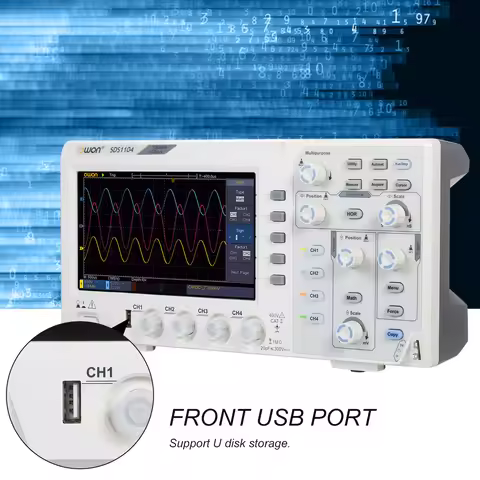 Owon SDS1104 4-CH Digital Storage Oscilloscope with 7-inch LCD Display Handheld Portable Oscillomete