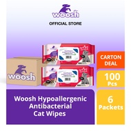 Woosh Hypoallergenic Antibacterial Cat Wipes 100 sheets Carton Deal