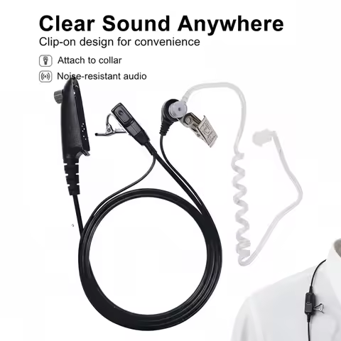 Air Tube Earphone with PTT Mic Microphone Compatible with Motorola HT750 HT1250 PR860 PRO5150 GP328 