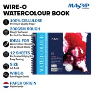 MayArt SC Wire-O Watercolour Book 300gsm 100% Cellulose Rough A3/A4 Buku Lukisan Cat Air