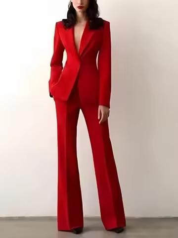 Elegant Solid Women's Suit One Button Jacket Spring/Autumn New Style Office Job Interview Western St
