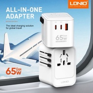 LDNIO Z6 65W Universal Travel Adapter with 1 USB A 2 Type C Ports Travel Converter International Adapter