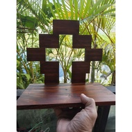 Wooden altar with LED lights. 30 cm by 30 cm by 5 cm. made from wood. home decor. easy to install. a