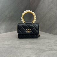 CHANEL香奈兒 mini 珍珠手柄晚宴包 鏈條斜挎包