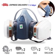 7 in 1 Half Face Spray Paint Dust Gas Mask Respirator Double Filter For 3M 7502