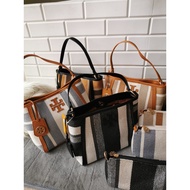 Tb BAG IN BAG / TB JACQUARD STRIPE CANVAS TOTE BAG