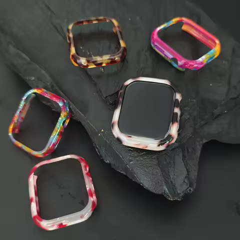 Colorful resin hollow watch case for Apple Watch S10 46mm 45/44mm 42mm 40/41mm 38mm female watch cas