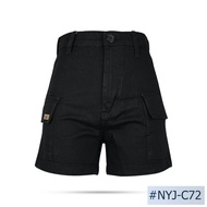 Niyom jeans รุ่น NYJ-C72 🖤กางเกงขาสั้นคาโก้ผู้หญิง สีดำ ผ้าไม่ยืด🖤