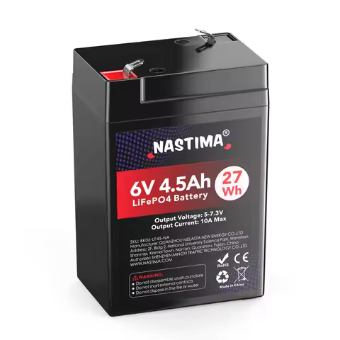 Nastima 6V 4.5Ah LiFePO4 Battery Rechargeable With BMS Li-ion Phosphate Battery for Emergency Light