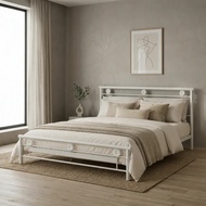WHITE HEAVY DUTY Metal Queen & King Bed Frame Set Katil Queen Katil King Bedroom Tidur Katil