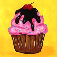 紙杯蛋糕原創丙烯畫巧克力紙杯蛋糕