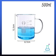 บีกเกอร์แก้ว มีหูจับ beaker บีกเกอร์แก้ว มีหู  glass beaker with handle ขนาด 250-1000 ml