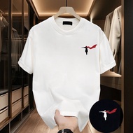 S-5XL Men's Stylish Person Printed Cotton Casual Plus Size White Tops Summer New Fashion Round Neck 