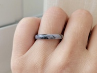 【親翠】天然翡翠 冰烏雞藝術意境黑花手指鐲12號細戒圈