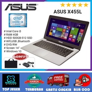 TERLARIS! LAPTOP ASUS X455L INTEL CORE i3 / RAM 8GB - 512GB SSD / WIN 10 / 14" inch /BONUS (MOUSE/TA