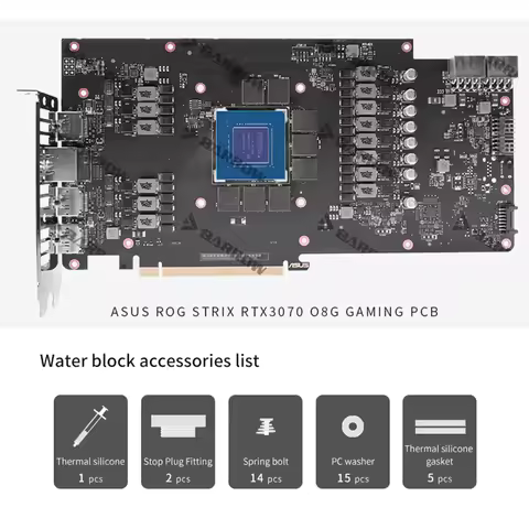 Barrow GPU Water Cooling Block For ASUS ROG STRIX RTX 3070 O8G GAMING / WHITE / 3060 Ti PC Water Coo