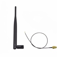 6dBi Antenna 2.4GHz 5GHz Dual Band WiFi RP-SMA + 35/30cm Cable u.FL / - Black
