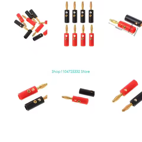 P5EA 10 Pcs 4mm Gold Plated o Speaker Wire Cable Screw Banana Plug Connector Adap
