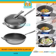 Honey Comb Wok Honeycomb Frying Pan Non-stick Wok Stainless Steel Kuali Honey Comb No Coating Wok